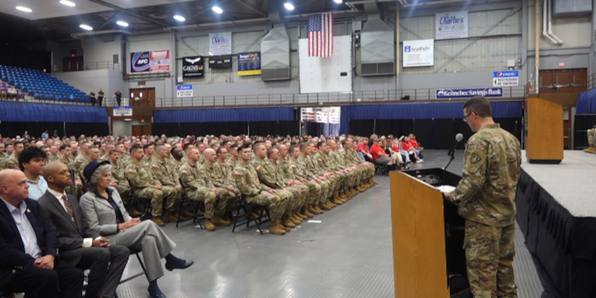 Maine Army National Guards holds ceremony for unit ahead of deployment
