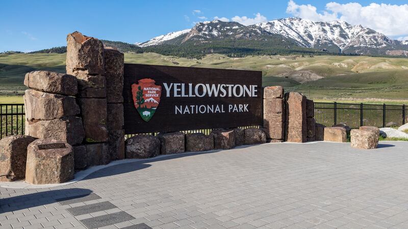 FILE - This photo provided by the National Park Service shows a sign marking the north...