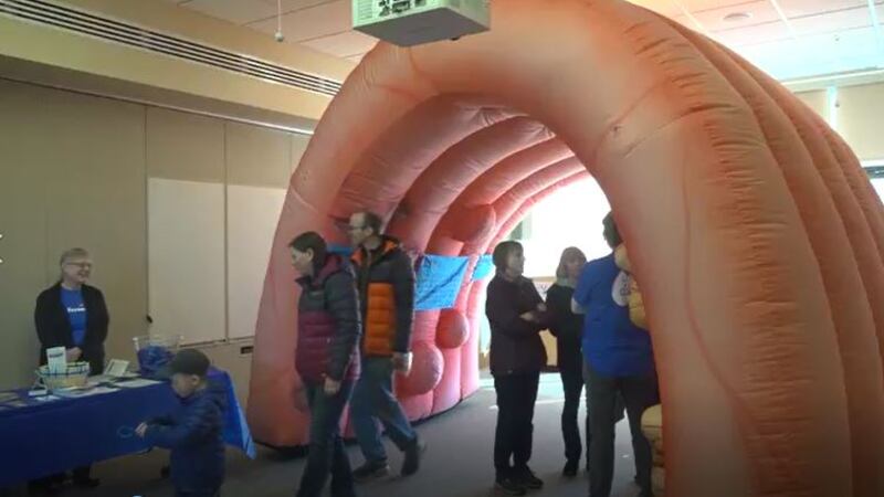Colon Cancer Inflatable Inflatable colon set up to raise awareness about colon cancer
