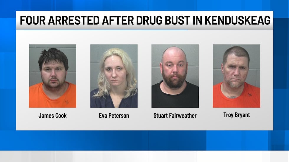 Officials arrest four people after drug bust in Kenduskeag.