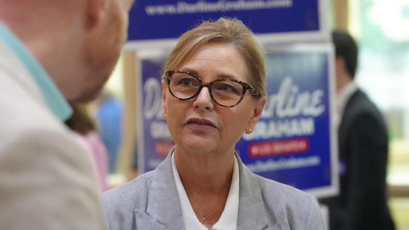 Sen. Darline Graham, R-S.C., speaks with voters following a Senate candidate stump event ahead...