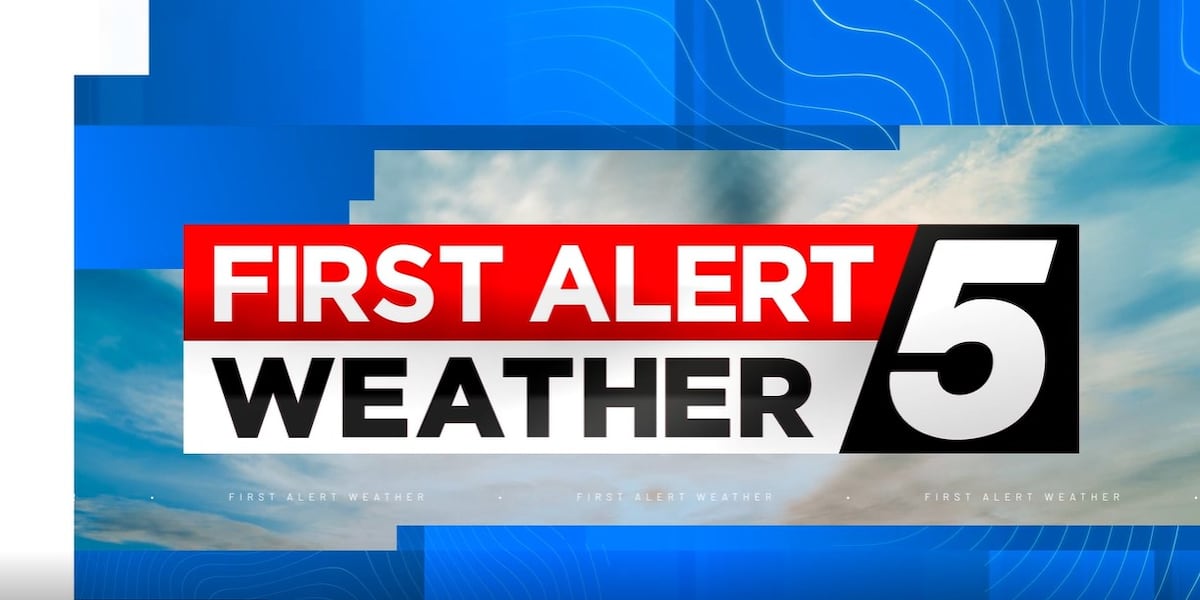 Showers and storms today as cold front moves through; dry, cool and sunny Monday