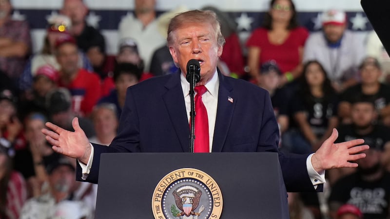 President Donald Trump speaks during a campaign rally, Tuesday, Oct. 27, 2026, in Corpus...