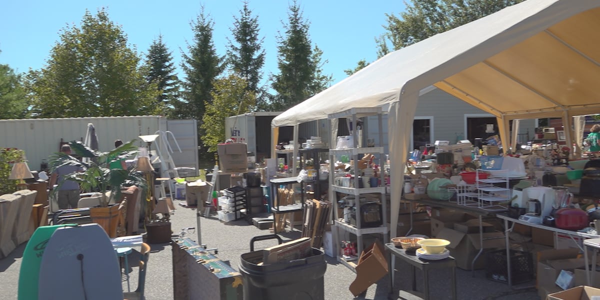 Dozens of items donated by community members for Sarah’s House Benefit Yard Sale