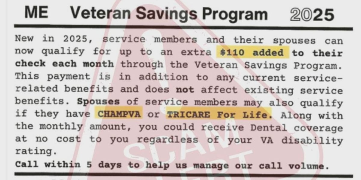 Postcard scam targets Maine veterans