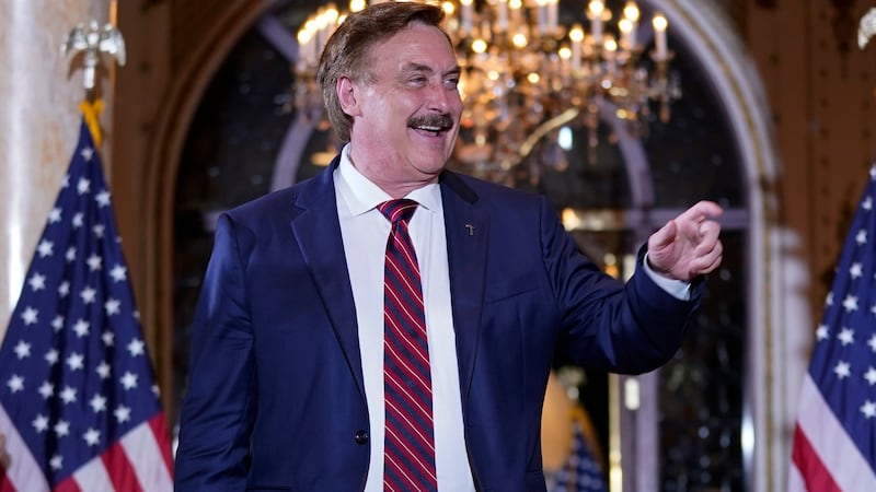 FILE - MyPillow founder Mike Lindell arrives before former President Donald Trump speaks at...