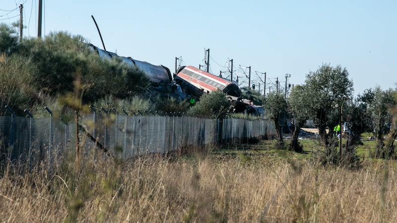 The scene of a collision between two trains in Urda, Spain on Wednesday, Oct. 28, 2026.