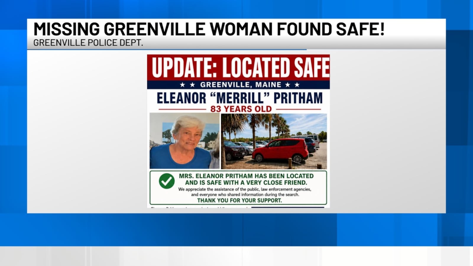 Missing Insert Update: Missing Greenville woman found safe