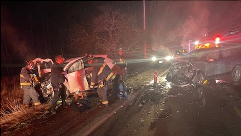 Four people were injured after a car crash in Ellsworth Thursday night.