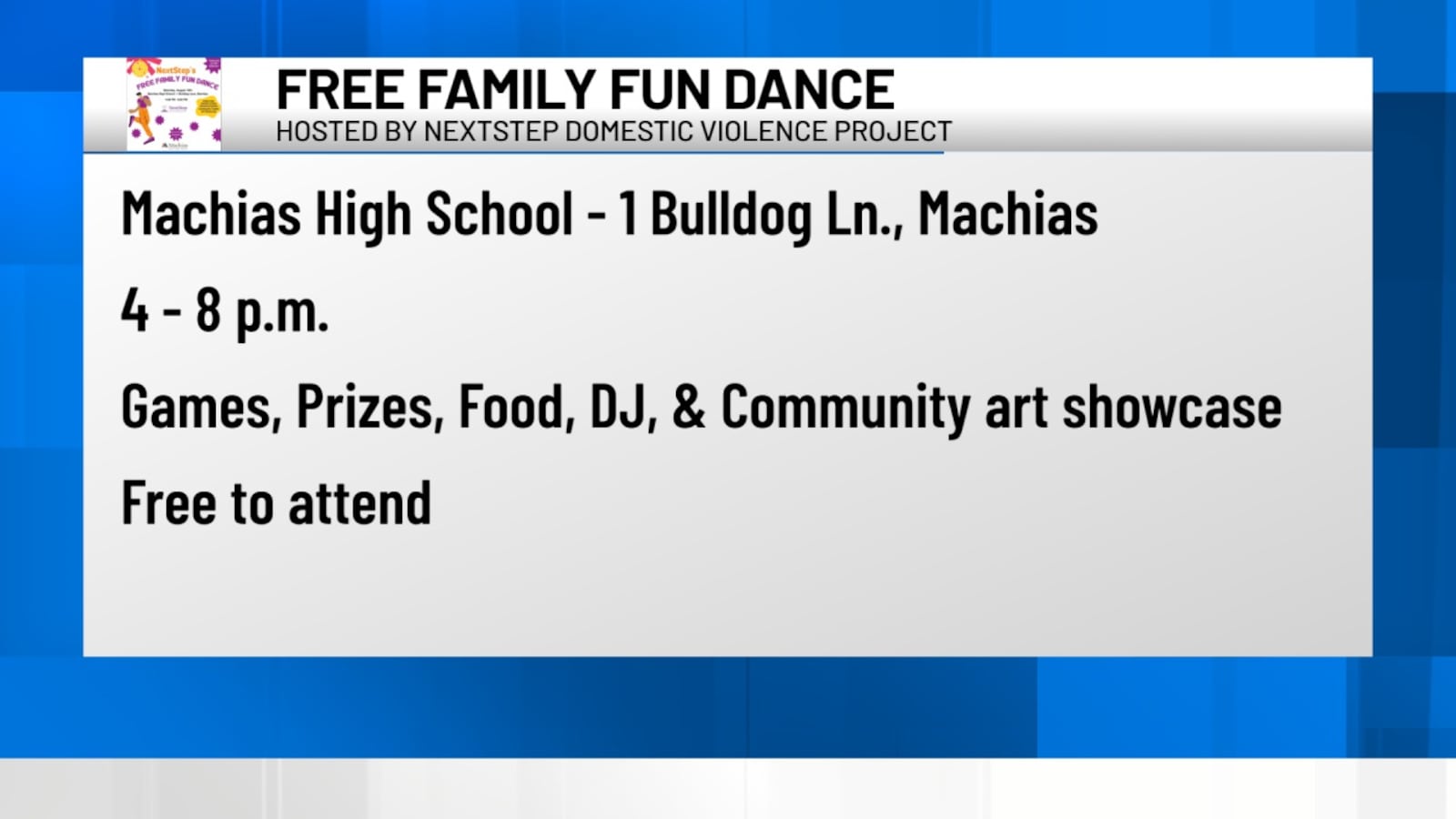 Next Step Domestic Violence Project hosting Free Family Fun Dance