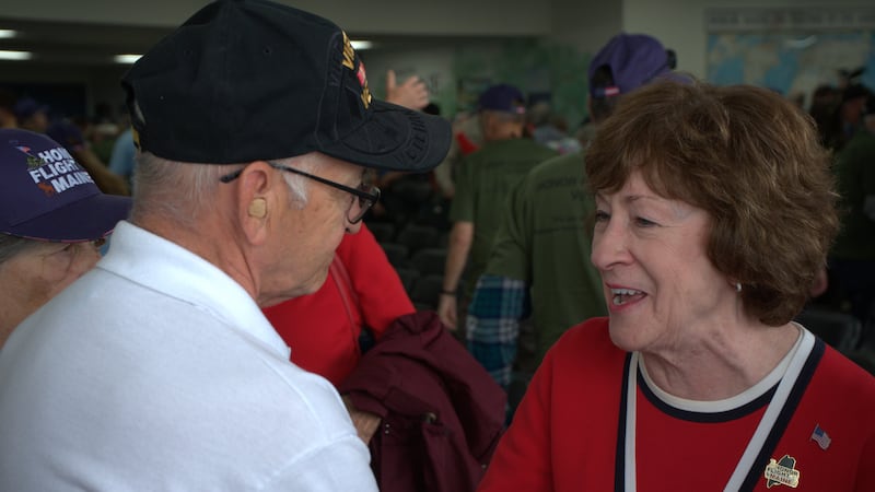Susan Collins greeted veterans following her public comments.