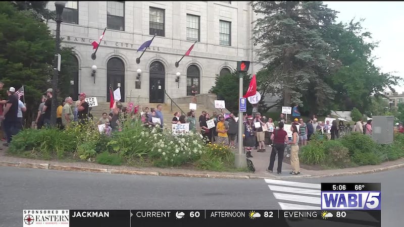 Protest held outside Bangor City Hall after Biddeford shooting involving ICE officer